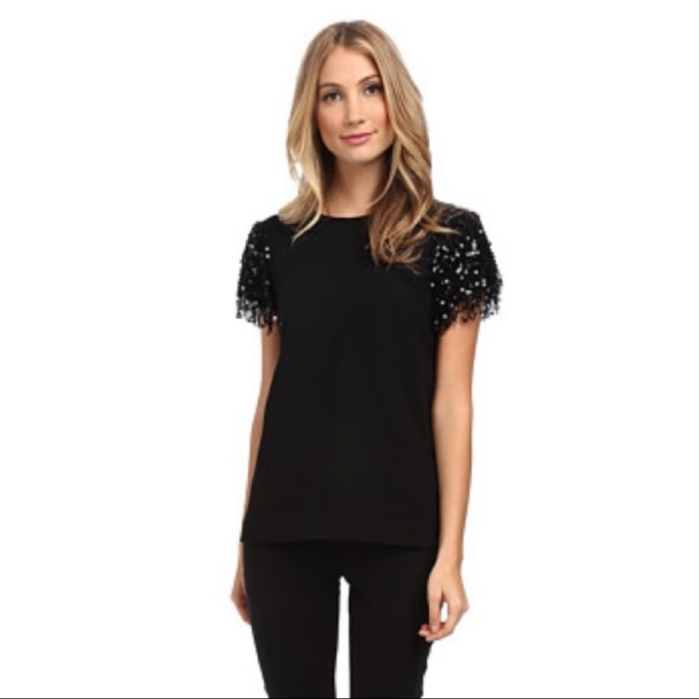 Kate Spade Sequin Fringe Structured Top - image 1